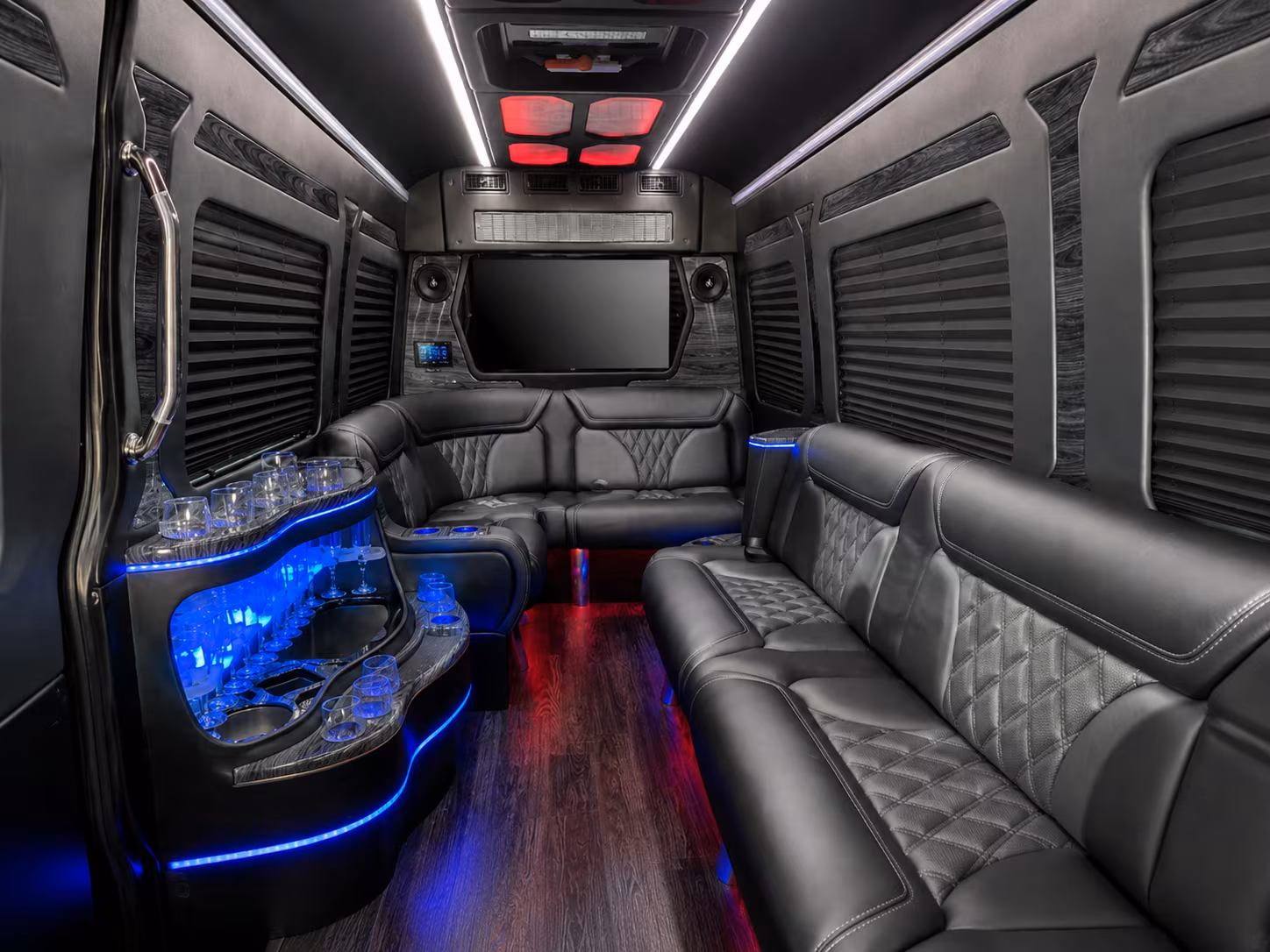 san leandro 40 passenger party bus interior